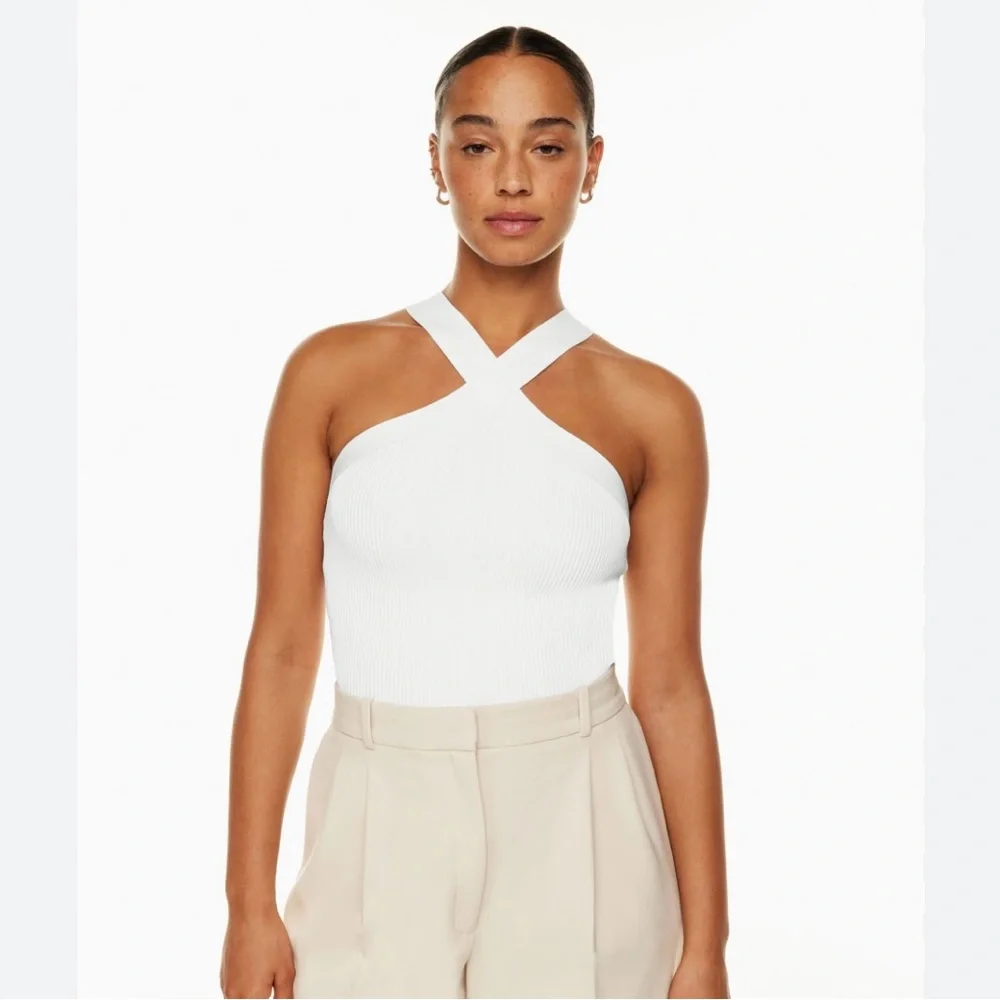 Aritzia Babaton Sculpt Knit Top – Cross Neck, M - Picture 1 of 6